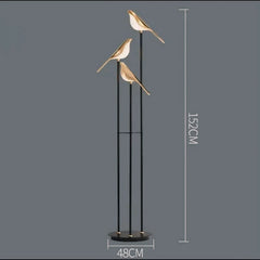 Modern Bird LED Floor Lamp With 3 Light Heads and Gold Accents